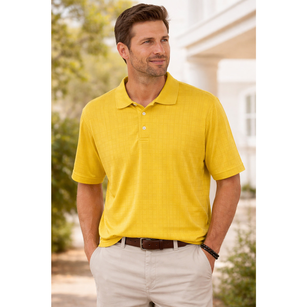 Adidas Golf Polo Shirt Mens Large Yellow ClimaCool Performance Short Sleeve
